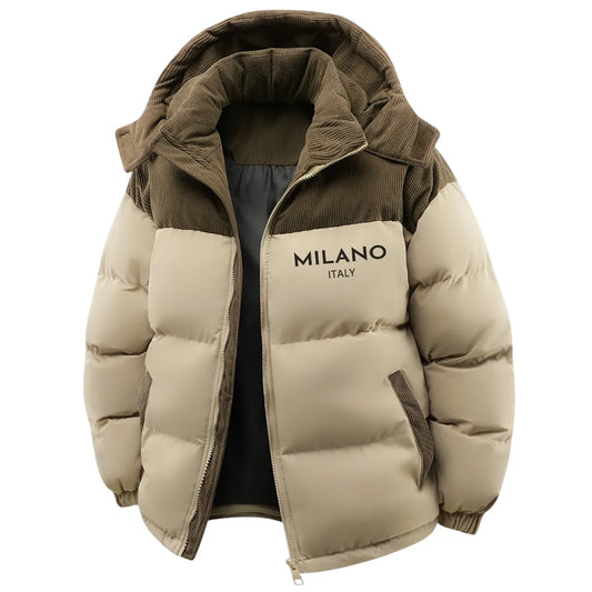 Men’s Winter Hooded Jacket with Detachable Hood & Thermal Insulation